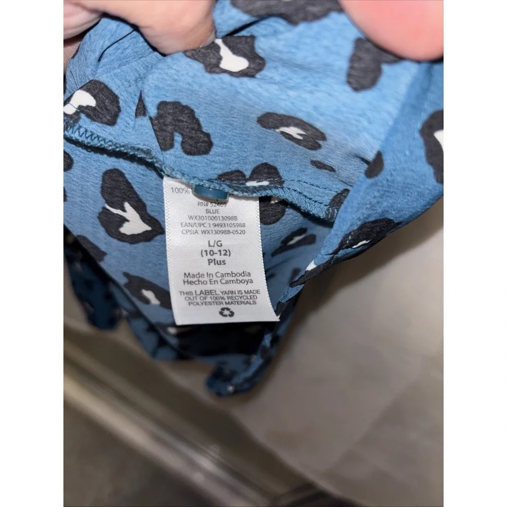 Wonder Nation Girls DARK TEAL BLUE LEOPARD PRINT DRESS Ruffles 10/12 Plus NWT
